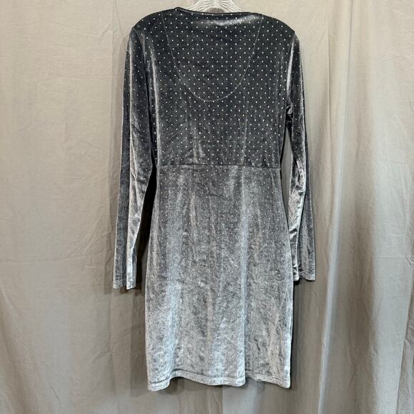 NWT Smash! Okaina Grey Velvet Wrap Dress Gold Dots Velvetcore Women's Small - Picture 4 of 16